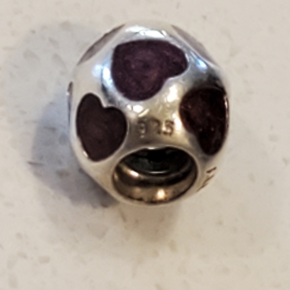 Pandora Moments Enamel Red Hearts Adorn A Round Threaded Charm Authentic 925 ALE - Picture 7 of 10